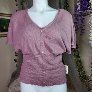 Mudd Mauve Button-Down Blouse